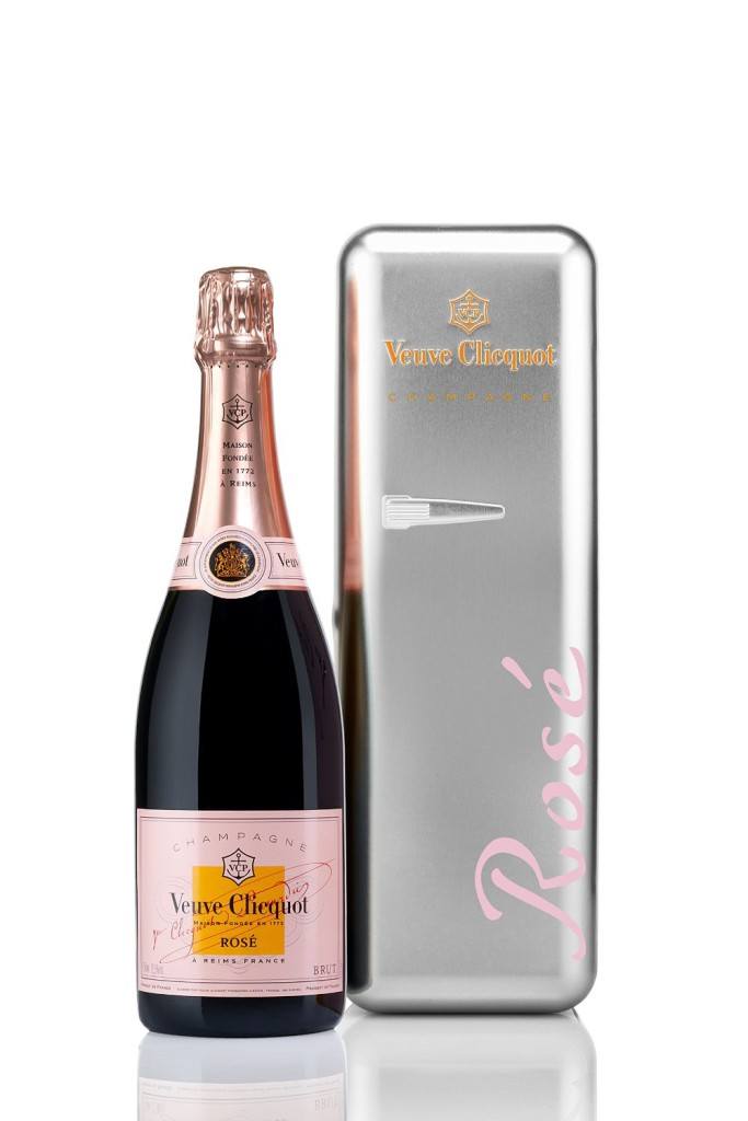 Veuve Clicquot Rose Champagne Reims in Metal Fridge